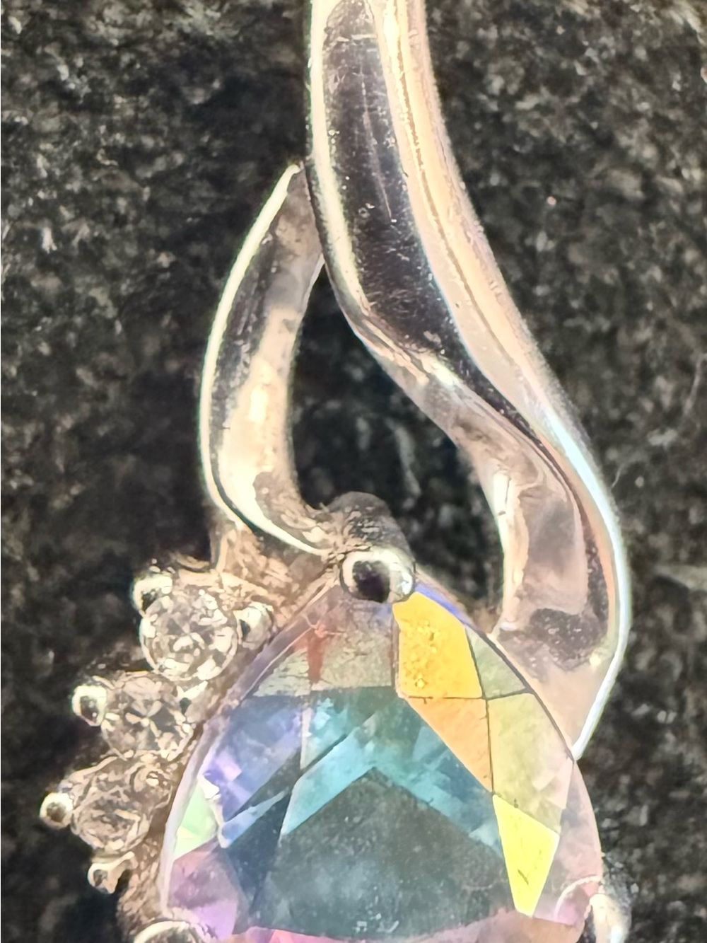 10K Gold Mystic Topaz Pendant with Diamond accents